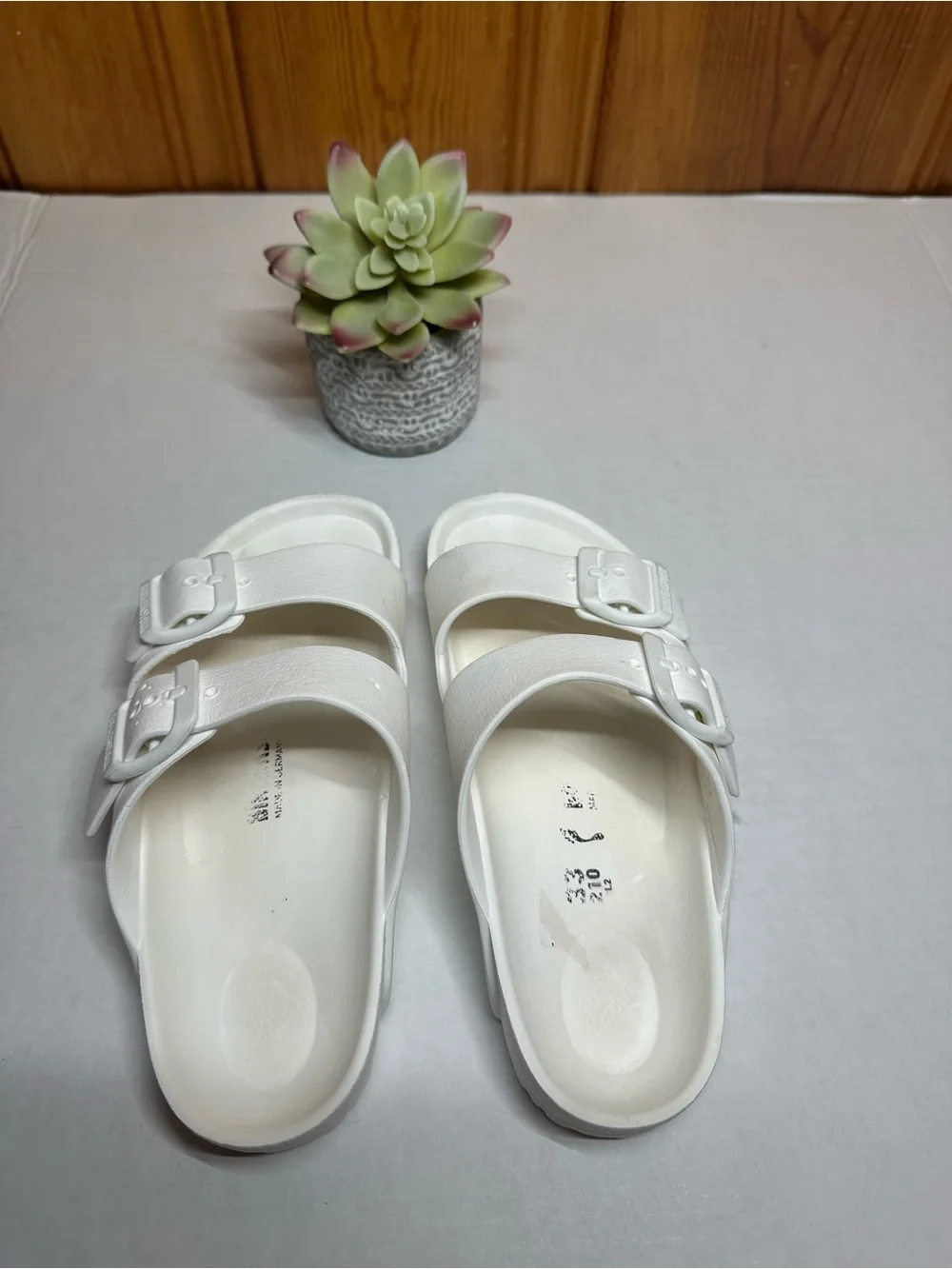 Birkenstock Kids White Two-Buckle EVA Slide Sandals
